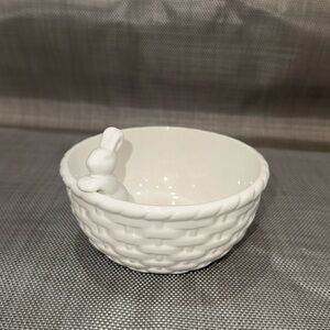 Hobby Lobby White Ceramic Bunny Basket Bowl